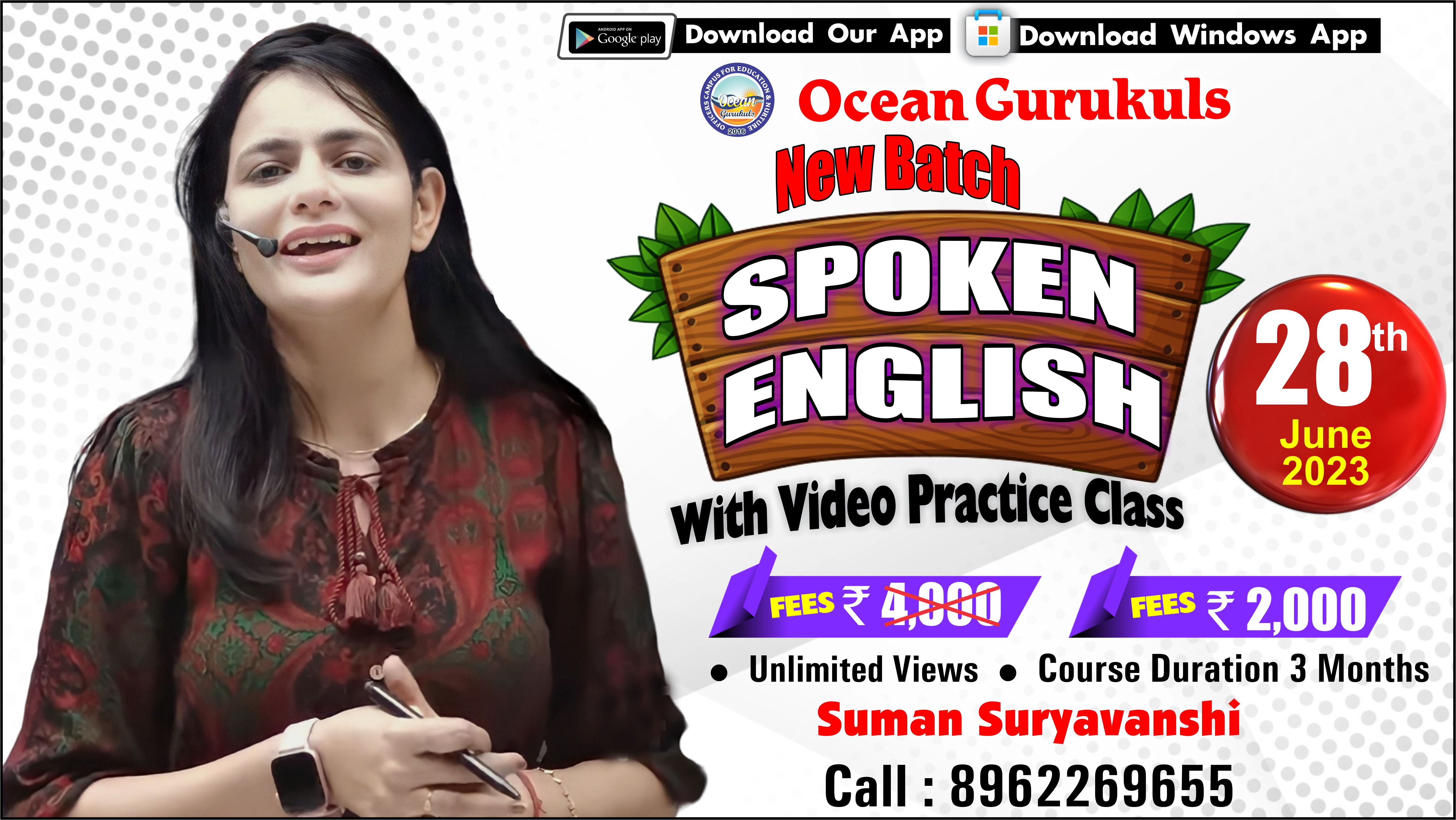 SPOKEN ENGLISH BATCH WITH SUMAN SURYAVANSHI MA'AM ( FROM 28th June 2023 )