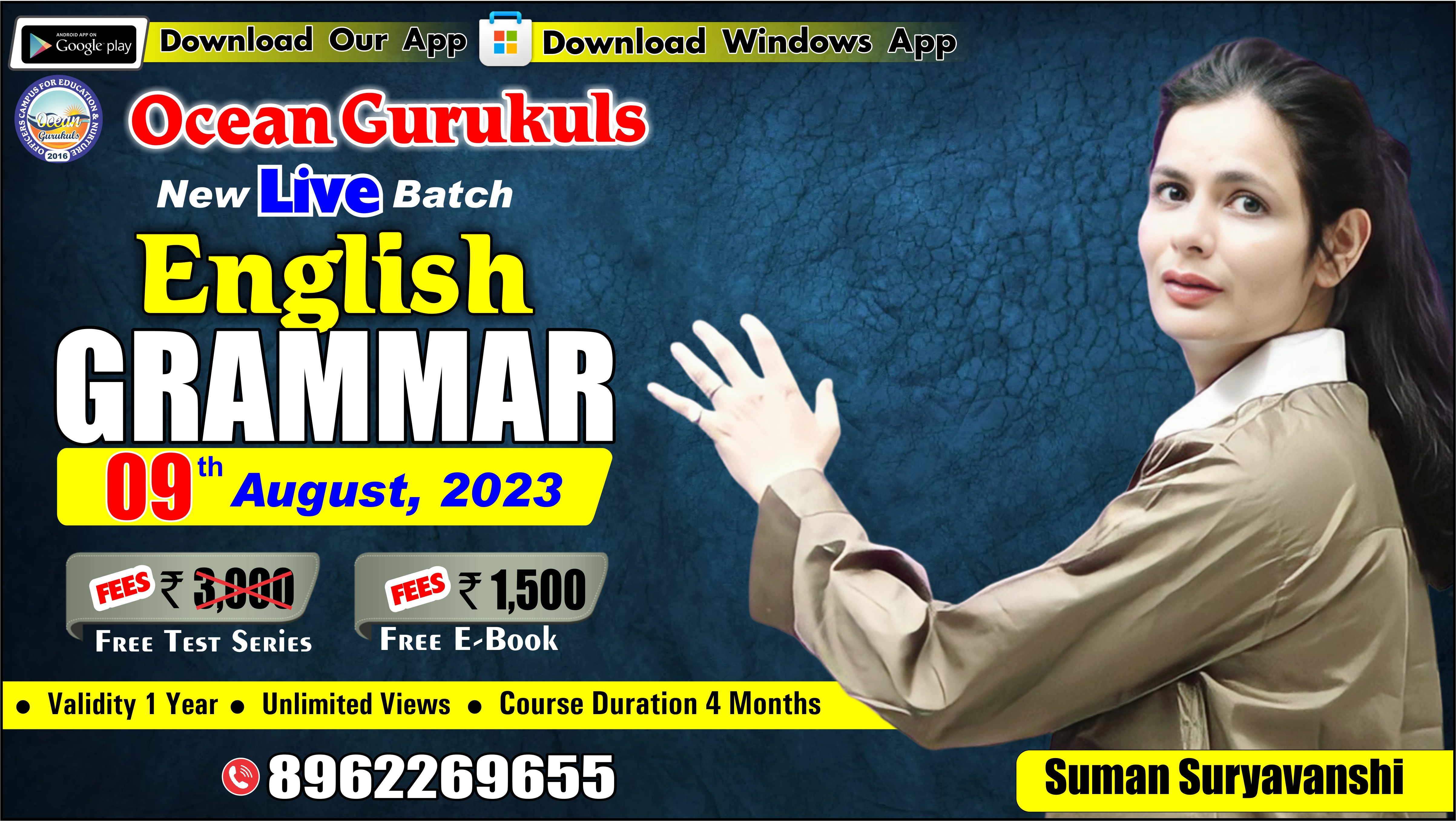 NEW BATCH - ENGLISH GRAMMAR BY SUMAN MA'AM (FROM 9th August 2023)