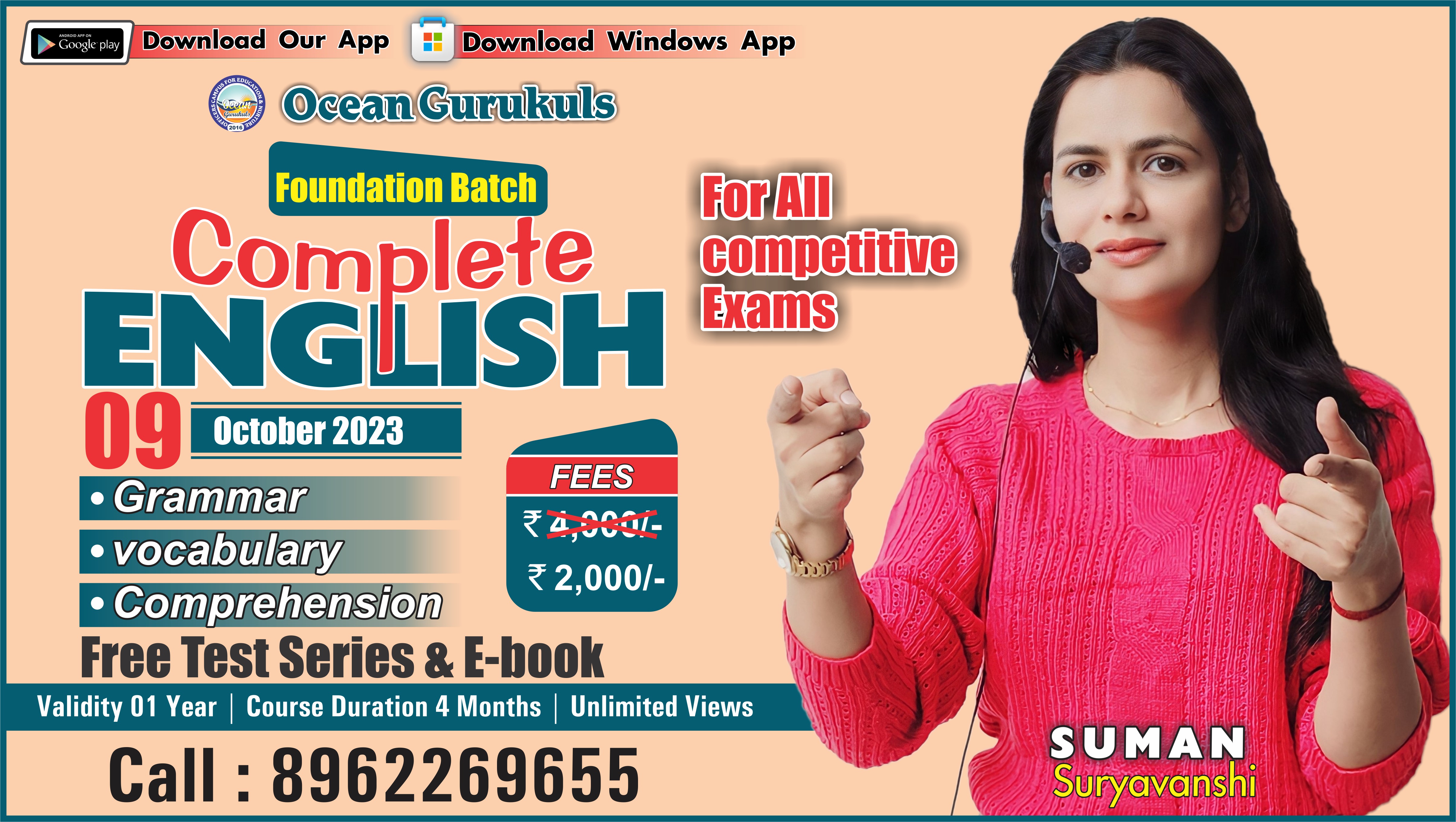 COMPLETE ENGLISH FOUNDATION Pdfs, Test Series, E book with Video solution (FROM 9th October )