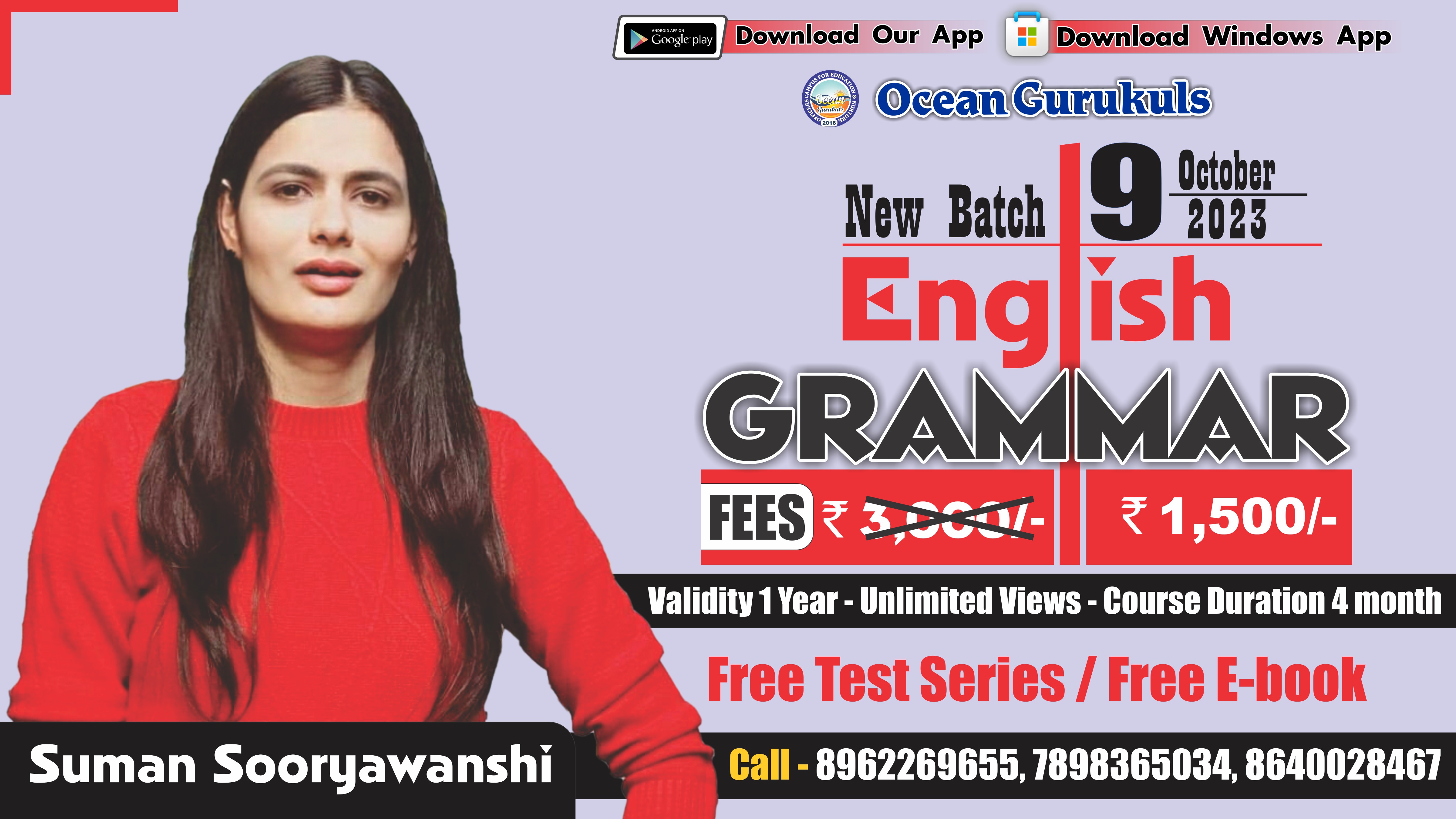 ENGLISH GRAMMAR BY SUMAN MA'AM (FROM 9th October 2023)