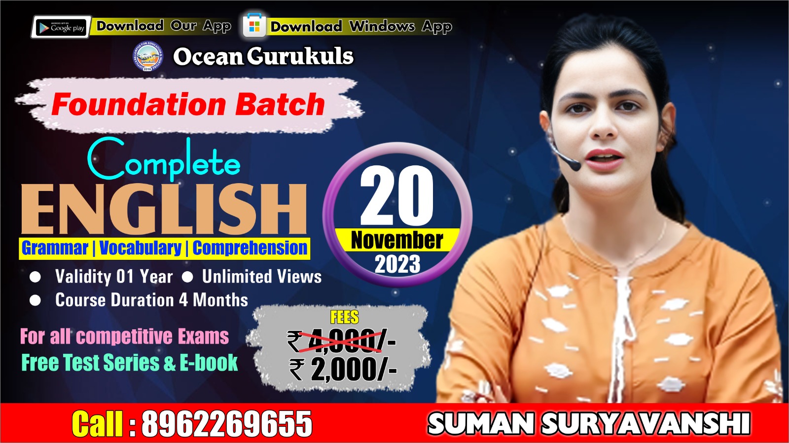 COMPLETE ENGLISH FOUNDATION Pdfs, Test Series, E book with Video solution (FROM 20th November)