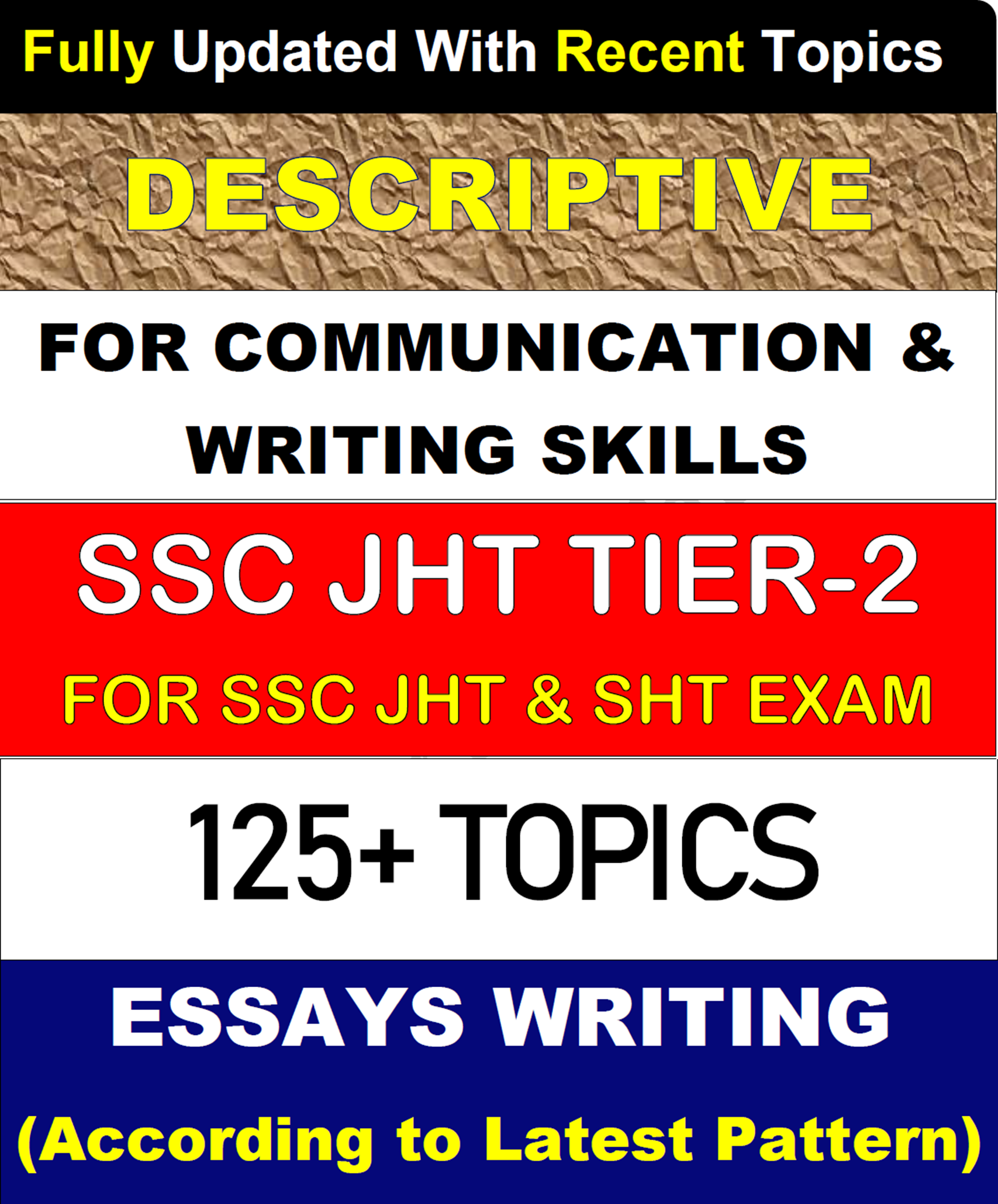 Essay writing book for SSC Junior Hindi Translator (JHT) SSC Senior Hindi Translator (SHT) Tier 2 essay writing Book in english